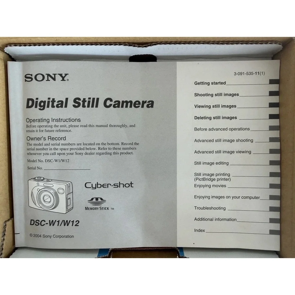 Sony Cyber Shot BC-CS2A Battery Charger for DSC-W1/DSC-W12 USB A/V Cables Manual